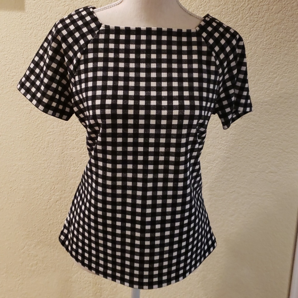 JULES & LEOPOLD Gingham short sleeve top Sz S
